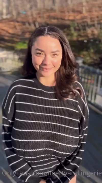 Gorgeous gal with the huge reveal