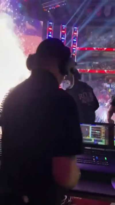 WWE’s pyro technician setting off Cody’s pyro