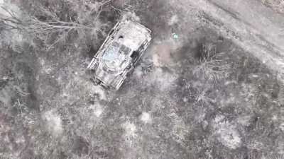 Footage of AFU drone attack on russian infantry (south-east Bilohorivka , Luhansk region).