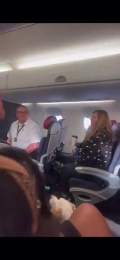 Woman on plane threatening and harassing other passengers with racial slurs