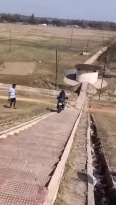 Going downstairs with a bike