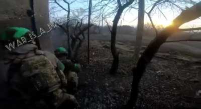 Fighting in Bakhmut outskirts, Omega unit GoPro footage, February 2023.
