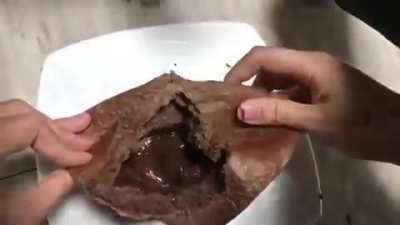Let's eat some chocolate filled bread.