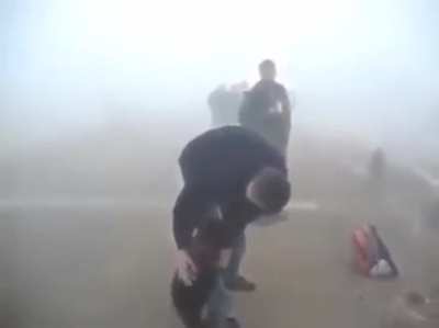 Bear gets attached with the man who saved it from fire.