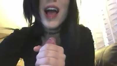 Goth gf gets a surprise mouthful