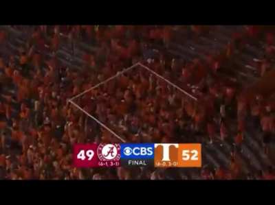 Tennessee fans take the goalpost out of stadium after #6 Tennessee beat #3 Alabama 52-49