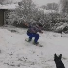 Man Snowboard Off House and Breaks Leg