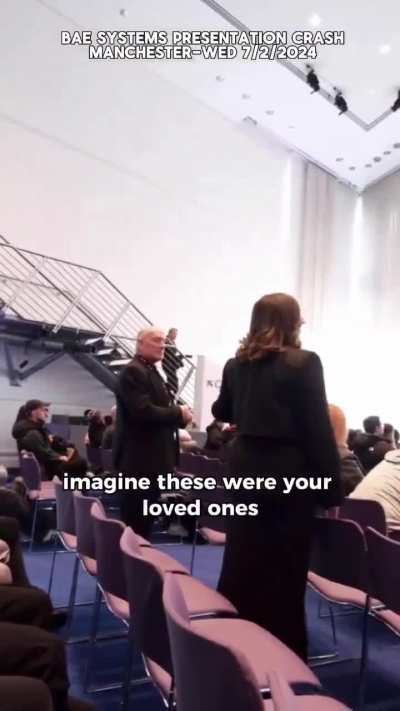 Activists disrupt weapon manufacturer BAE Systems event at a university in Manchester, UK.