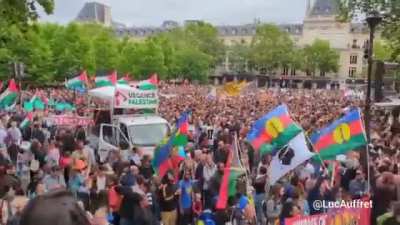 250,000 French protest against the far right today (you won't see the flag of France because it's considered a far right symbol)