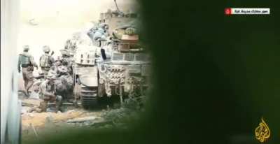 Hamas targets Israeli soldiers behind armored vehicle in the Gaza Strip
