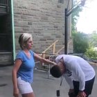 Son can't keep it together as he's about to leave his mom for college