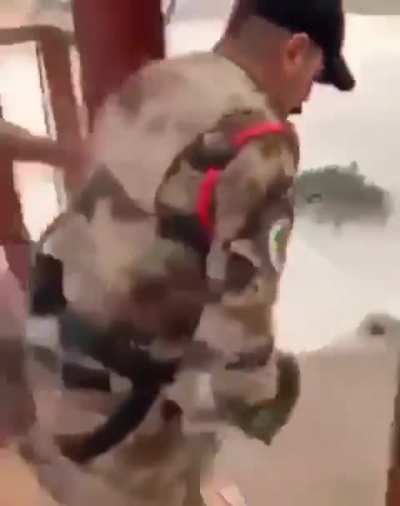 This soldier shows no hesitation, total trust in his equipment.