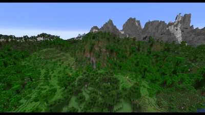 Very large tropical valley region surrounded by max height mountains Seed: 77007805754316
