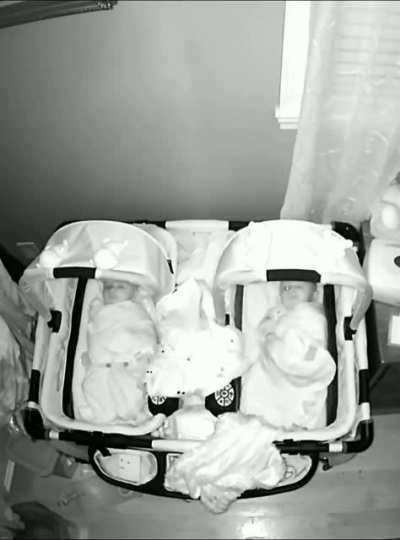 One of my 4-month-old twins might be trying to tell us something..