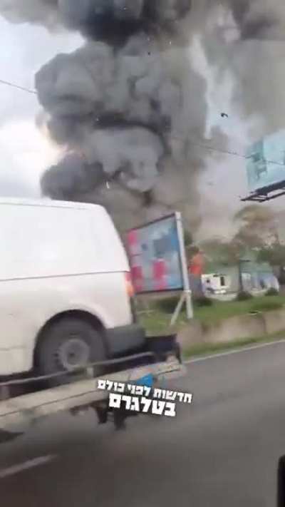 Car passenger captures IAF strike on Hezbollah weapons depot in Ghazieh, Lebanon with large secondary explosion