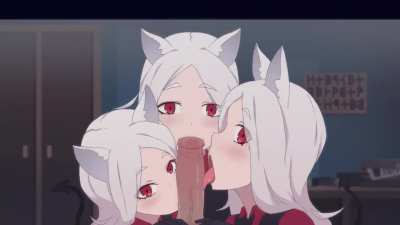 Three girls sharing a bone