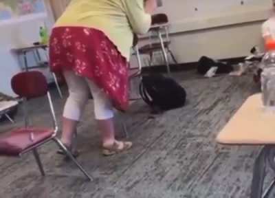 Large Woman shouts at young man about health