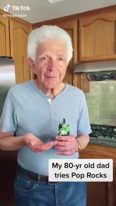 80yr old tries Pop Rocks for the first time
