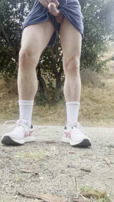 I've been edging but three days and I'm leaking on my morning jog (M)