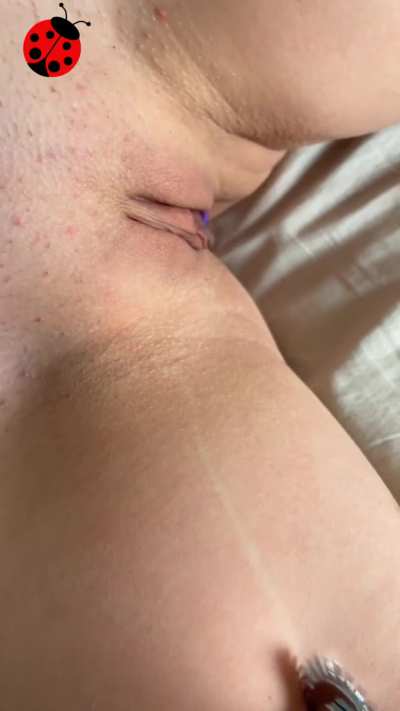 Sharp wheel tracing my swollen clit and soft folds... too sensitive to handle. Should it go slower or faster