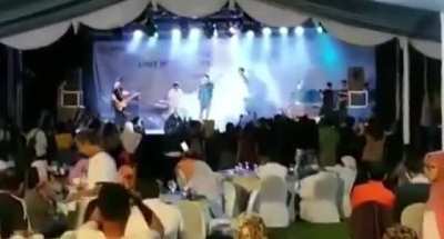 Tsunami disrupting a party in Java, Indonesia, 2018
