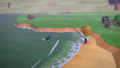 Catching a shark in animal crossing