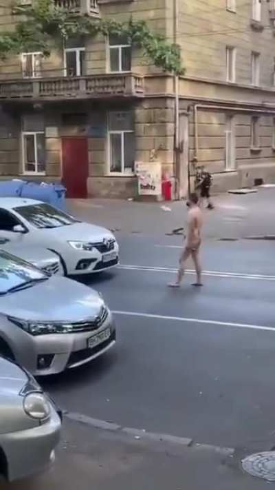 Trying to act cool by being naked in public