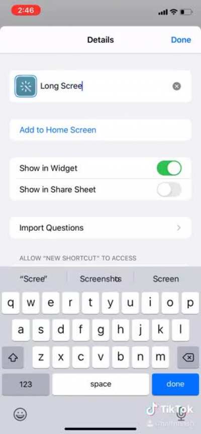 iPhone shortcut to make easy long screenshots.
