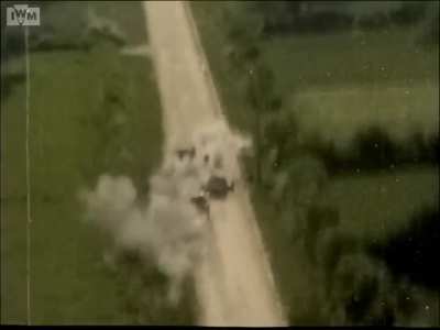 Slowed Clips from RAF GSAP showing Figures in the road being Strafed, 1944