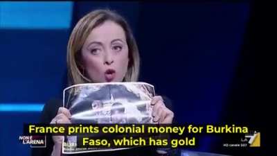 In an interview, Italian Prime Minister Giorgia Meloni talks about and deplores French neocolonialism.