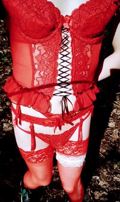 Peeing through panties outdoors