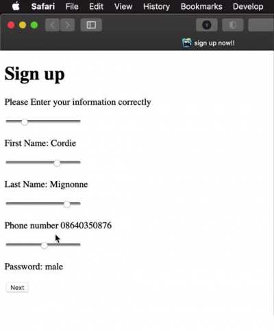 The simplest sign up page