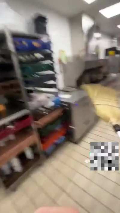 Harassing staff with a broom