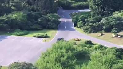Vladimir Putin drove North Korean leader Kim Jong Un to the destination point. Then they went for a walk in the park together