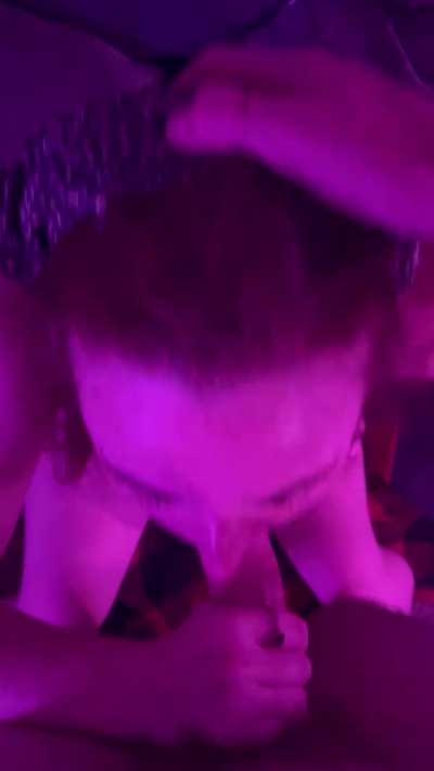 redhead gives blowjob