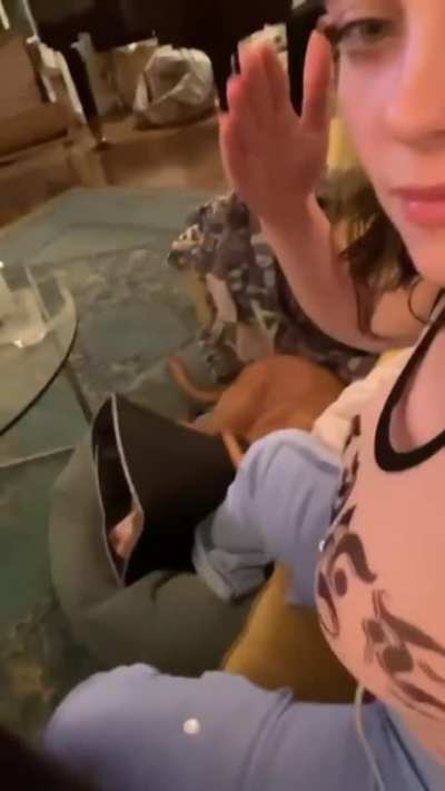 Billie Eilish slapping her big natural tits