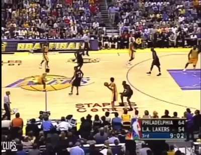 Shaq was so different. When do you ever see guys dunk over the top of people like this anymore?