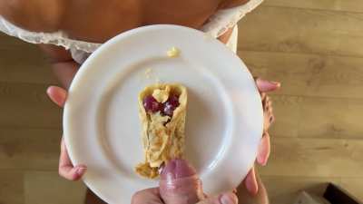ass-made crepe topped up with cum and eaten