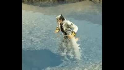 Jotaro! Se acabando no oceano!