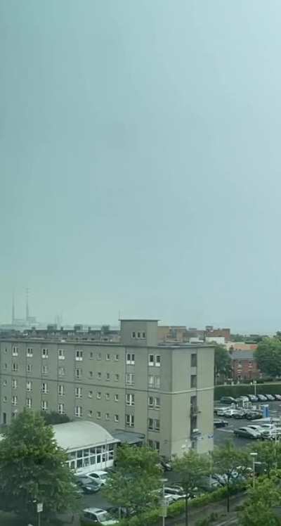 Lightning striking pool beg towers just there during the thunderstorm