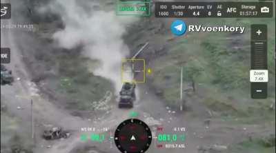 MaxxPro dodges artillery racing past destroyed NATO and Ukrainian Vehicles
