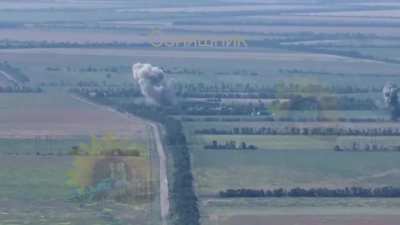 JDAM-ER guided bombs dropped by MiG-29 hitting Russian positions in Stepove, Zaporizhzhia. 40th Tactical Aviation Brigade, published on August 11, 2024.