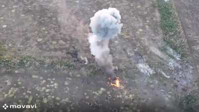 UA POV: A burning Russian vehicle ends in a big explosion