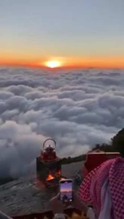 A picnic above the clouds. Abha, Saudi Arabia.