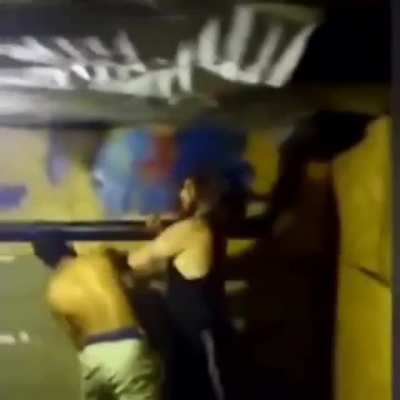 Beat down w/ a couple boots to the head.
