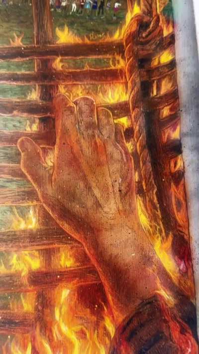 Close up video of new painting I’ve finished for The Wicker Man (1973).