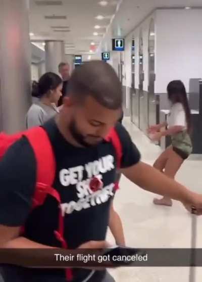 Teen freaks out in public airport after her flight gets canceled.