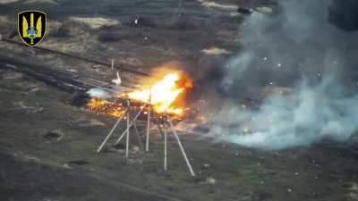 Russian T-80BVM tank (cost ≈ $4 million) destroyed by a $500 Ukrainian drone near Avdiivka