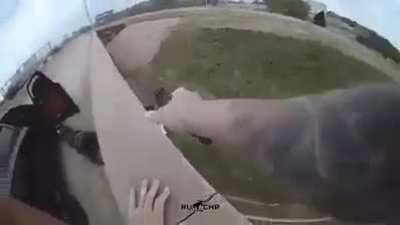 He got on the ground real quick