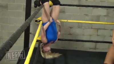 Kimber Lee hung in a tree of woe to receive many groin shots